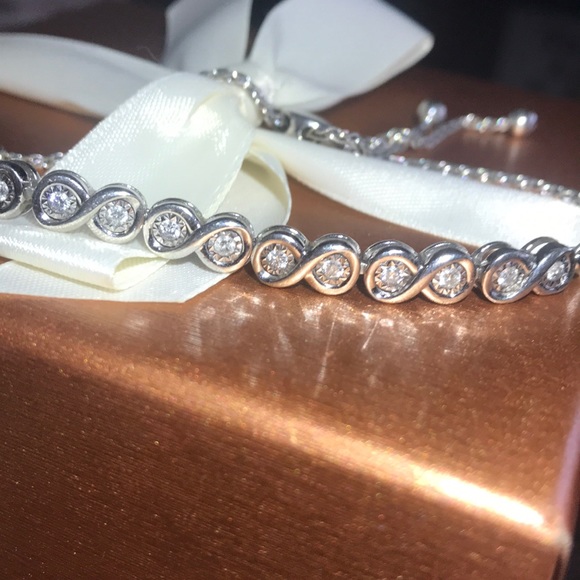 Diamond Bolo Infinity Bracelet Sterling Silver - Picture 3 of 7